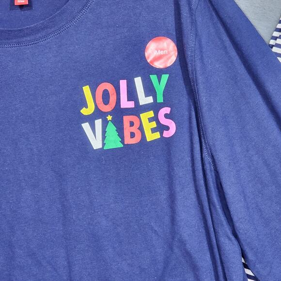 Macy's Christmas Holiday Family Pajamas Men's Jolly Vibes Striped Pajamas Set XL - Picture 3 of 12